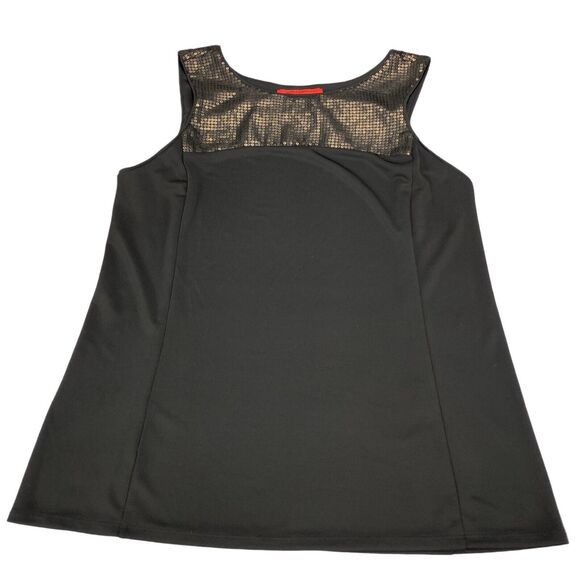 Narciso Rodriguez Tank Top Womens Large Black Gold Sequin Sleeveless Pullover - Picture 6 of 12